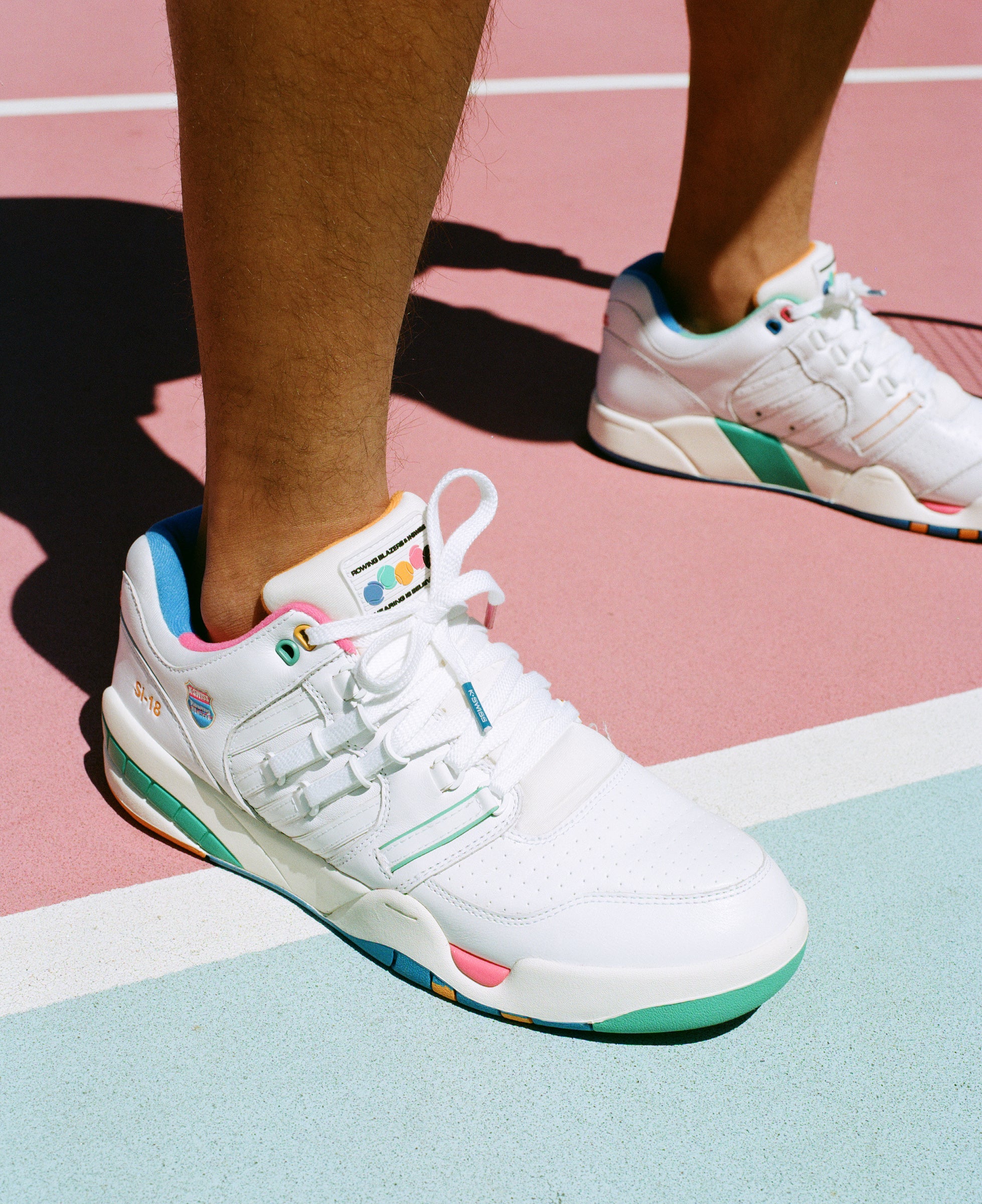 07911-191-M | ROWING BLAZERS X K-SWISS SI-18 PREMIER | WHITE/FRENCH BLUE/FANDANGO PINK - Image 5