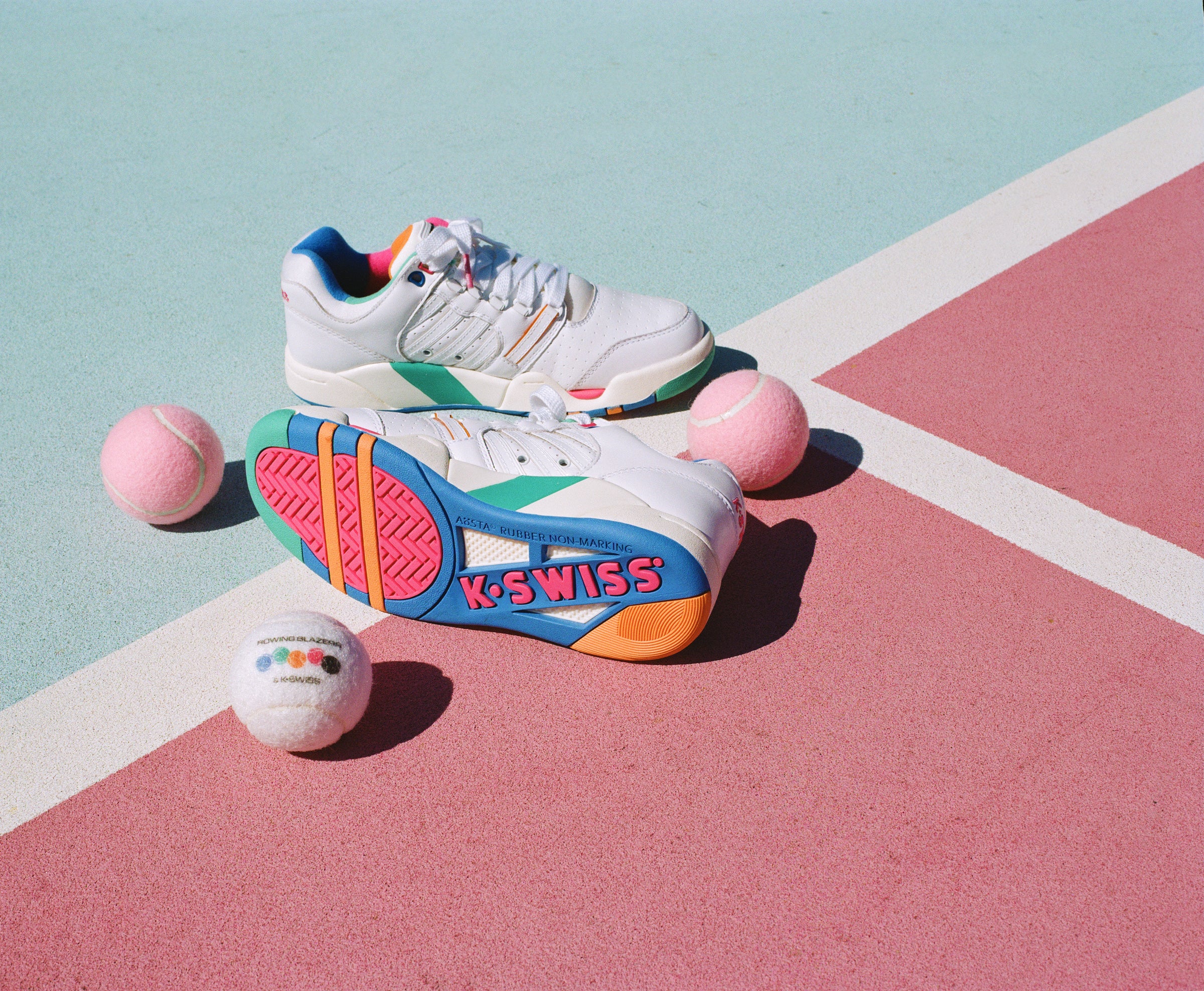 07911-191-M | ROWING BLAZERS X K-SWISS SI-18 PREMIER | WHITE/FRENCH BLUE/FANDANGO PINK - Image 6