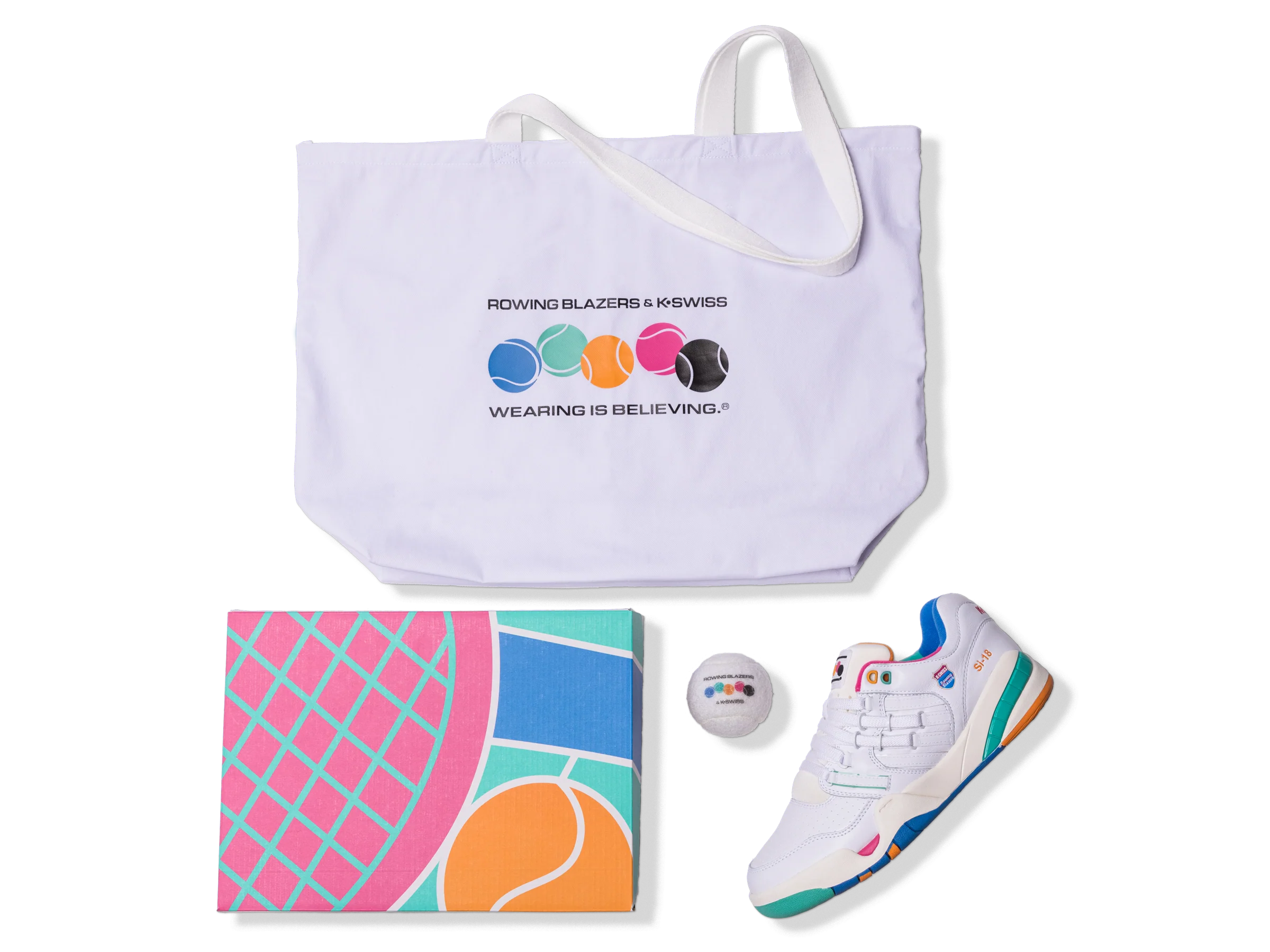 07911-191-M | ROWING BLAZERS X K-SWISS SI-18 PREMIER | WHITE/FRENCH BLUE/FANDANGO PINK - Image 9