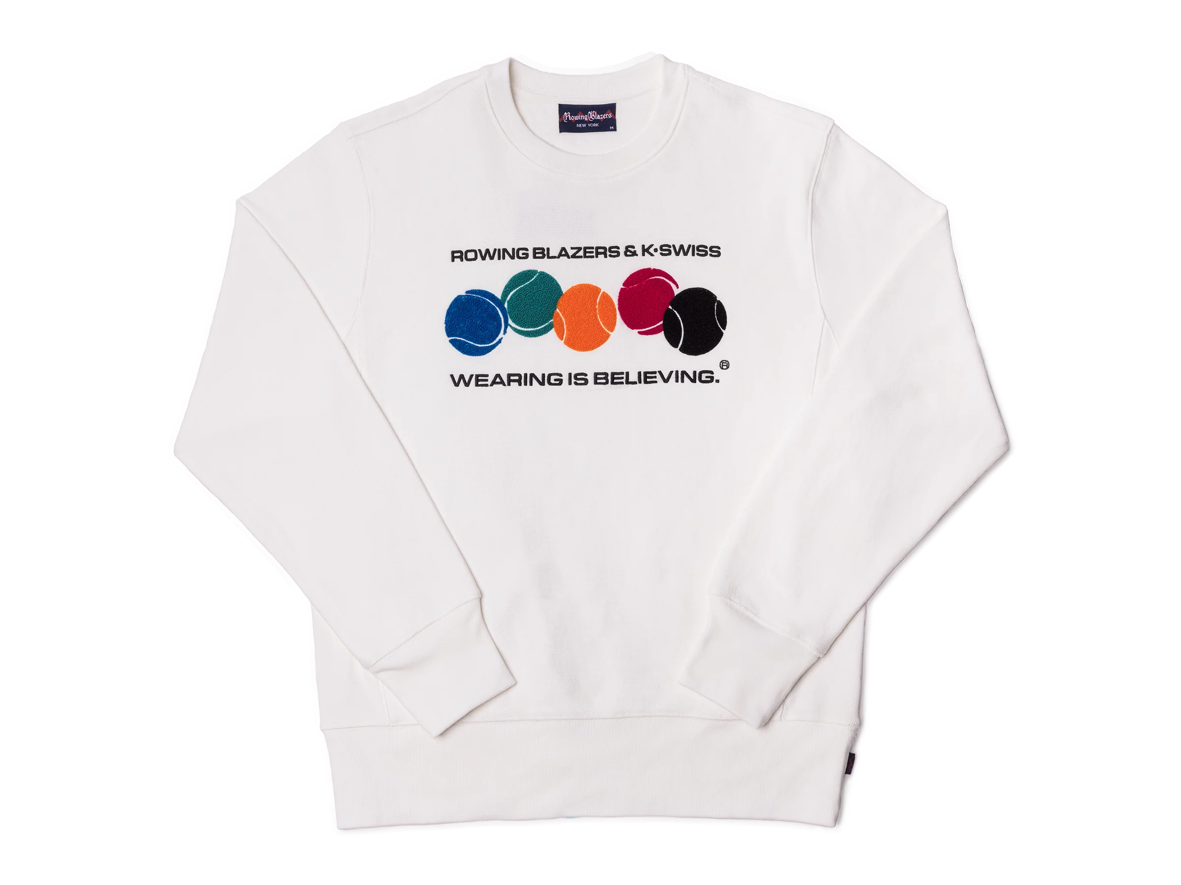 106074-100 | ROWING BLAZERS X K-SWISS CREWNECK SWEATSHIRT | WHITE