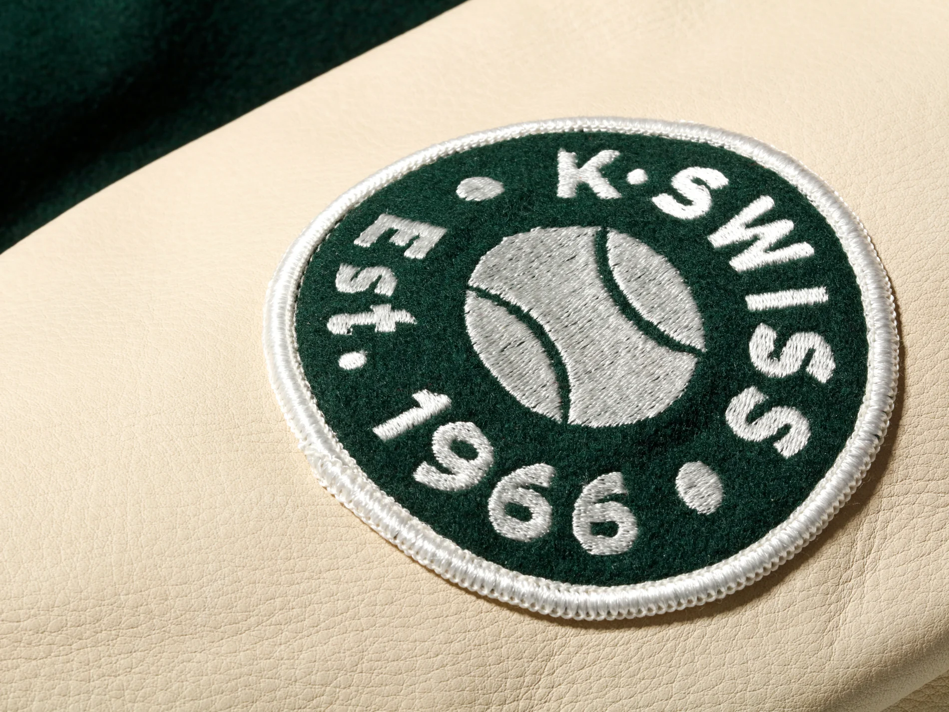 175773-350 | K SWISS X GOLDENBEAR VARSITY JACKET | EMERALD/CREAM - Image 3