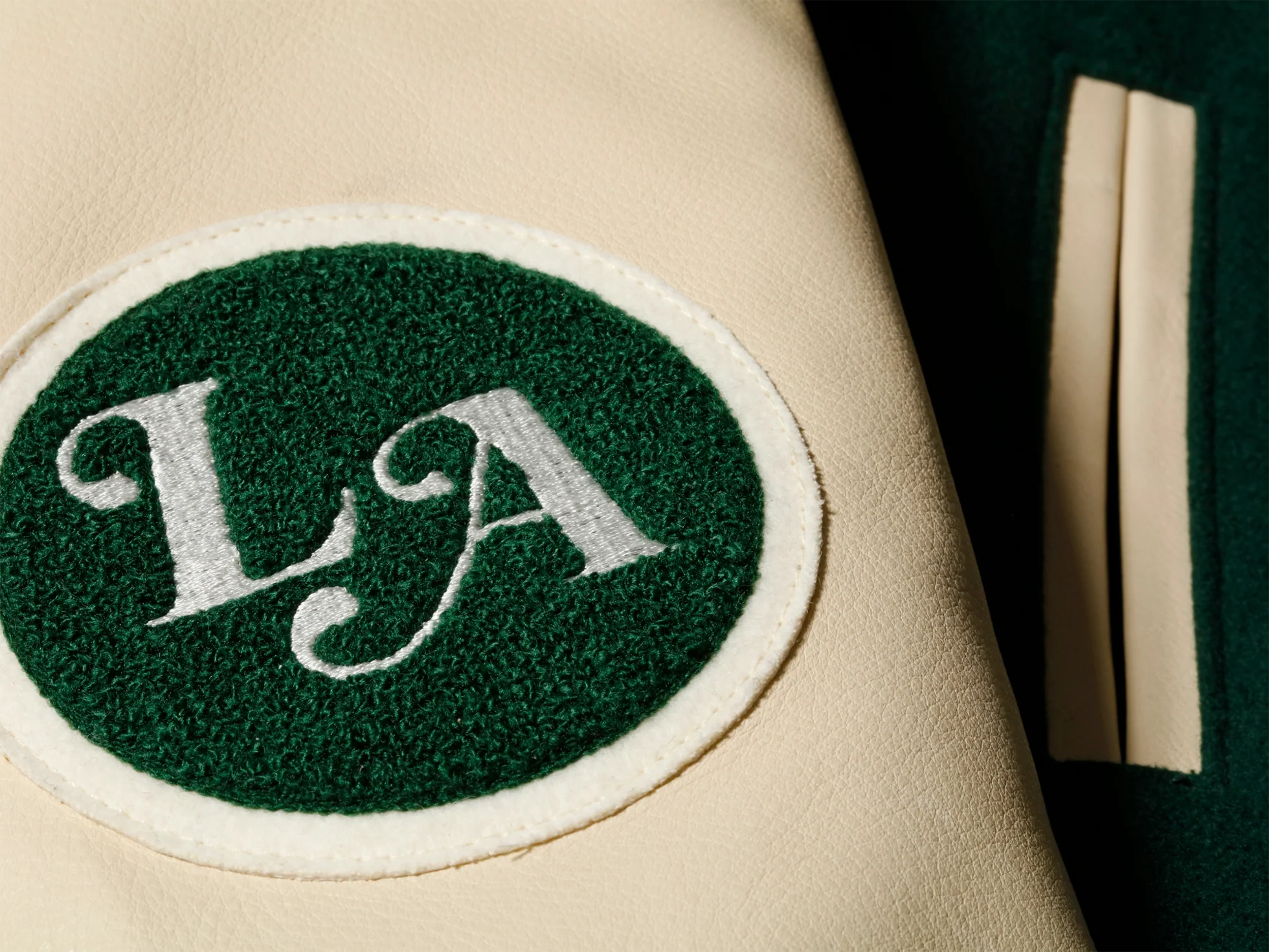 175773-350 | K SWISS X GOLDENBEAR VARSITY JACKET | EMERALD/CREAM - Image 5