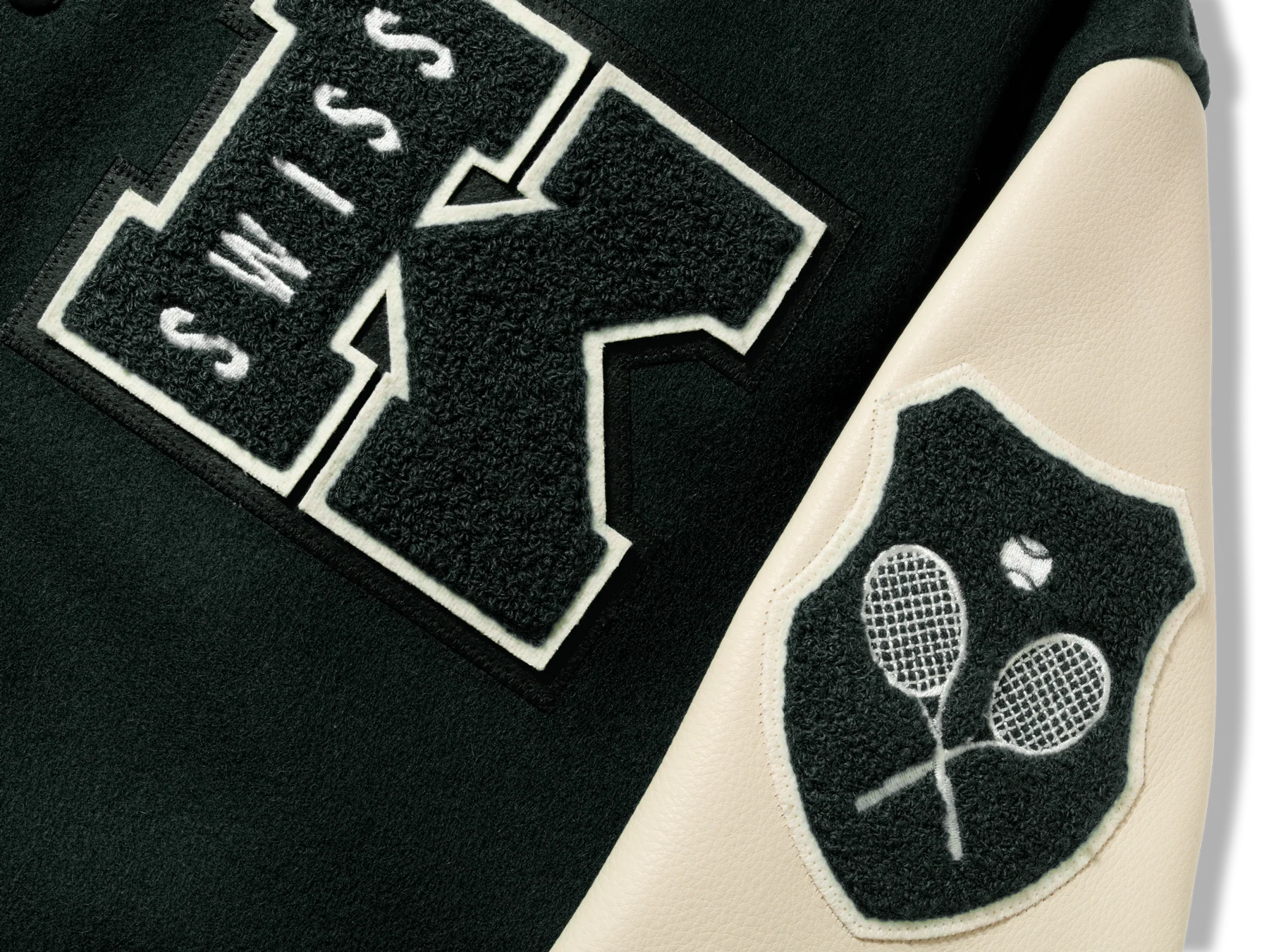 175773-350 | K SWISS X GOLDENBEAR VARSITY JACKET | EMERALD/CREAM - Image 8