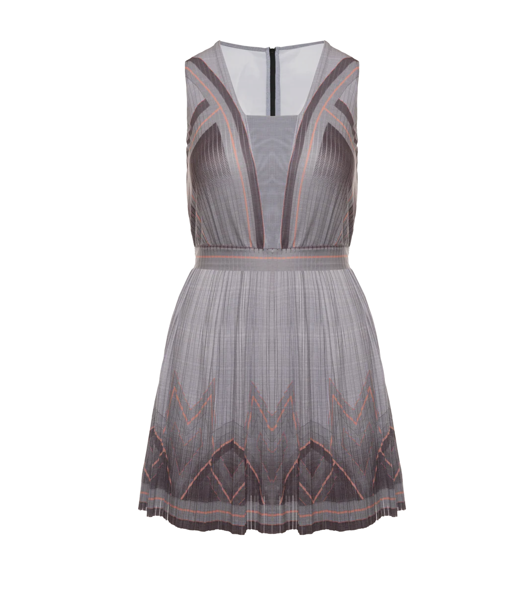 196046-025 | DEEP V PLEATED DRESS | ASPHALT
